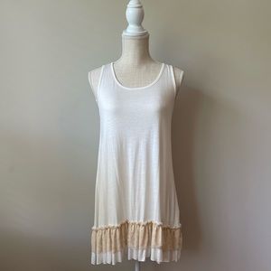 Easel, size small, ivory dress, blush ruffle at the bottom